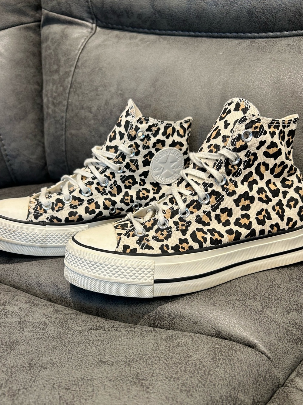 Converse Chuck Taylor Platform High Top Sneakers - Black & Tan Leopard Print